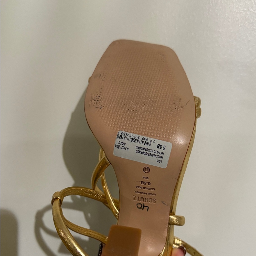 SCHUTZ Gold Strappy Heels - Picture 3 of 4